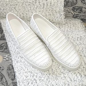 Vince Jonah Women's White Woven Leather Loafer Shoes Sz. 7